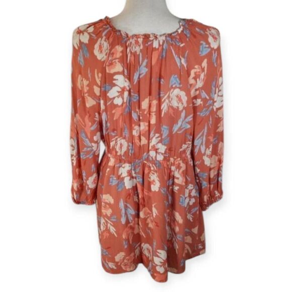 ISABEL MATERNITY BY INGRID & ISABEL MAUVE, BLUE & WHITE FLORAL MATERNITY BLOUSE - Picture 3 of 5